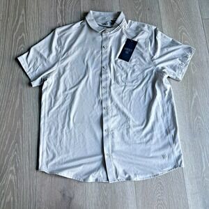 NWT VRST SS Limitless Mens Light Gray Stretch Short Sleeve Button-Up Shirt L